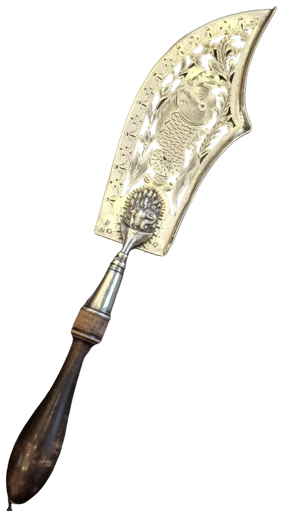 Pelle à poisson en argent massif et bois tourné, Dijon, époque Louis XVI