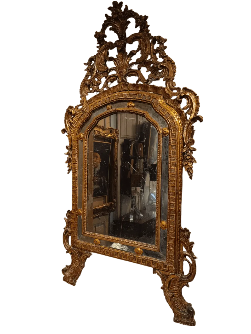 Miroir à parecloses en bois sculpté et doré, Turin, vers 1770-1780