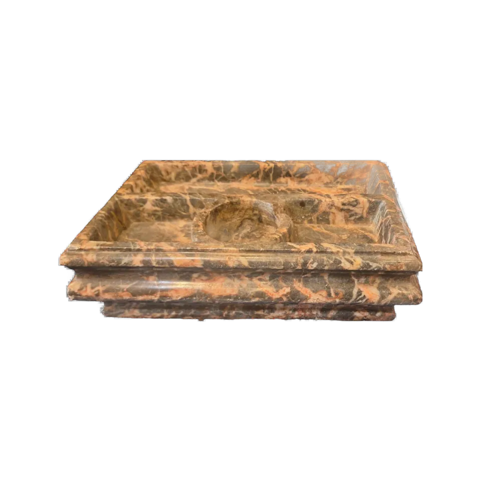 Encrier de bureau en marbre veiné, époque Louis XIV